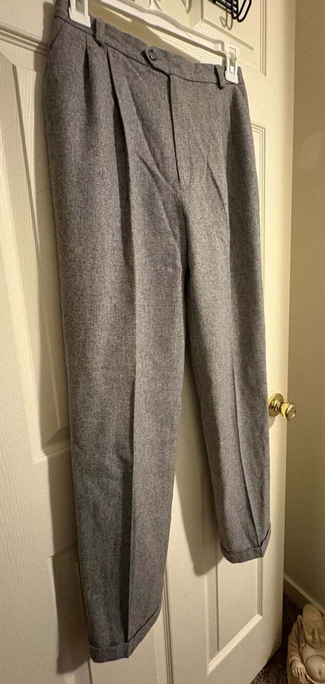 Michelle Stuart Vintage Dark Academia 100% Wool Pleated High Waist Pants S 6
